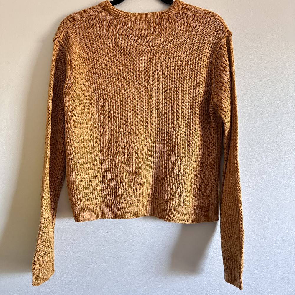 Pull&Bear Gold Ribbed Crop Sweater - Picture 2 of 3